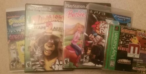 Lot Of 5 Video Games Playstation Wii Ps2 Ps3 Spongebob Barbie Namco Madagascar