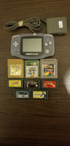Nintendo Game Boy Advance AGB-001 With AGB-008 Power Supply and 8 Games