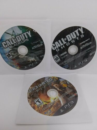 Lot of 3 PS3 games CALL OF DUTY black ops & ghosts UNCHARTED 3 drakes deception