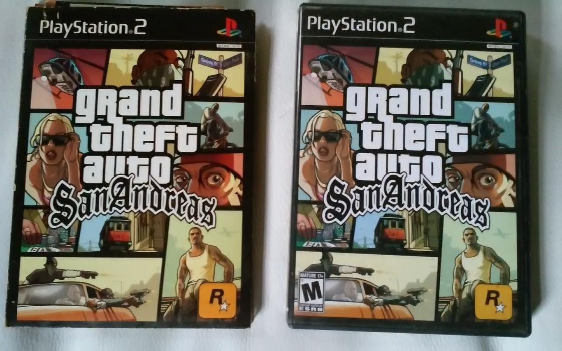 Lot of 2 PlayStation 2 Games Grand Theft Auto San Andreas New & Old 1st print NR