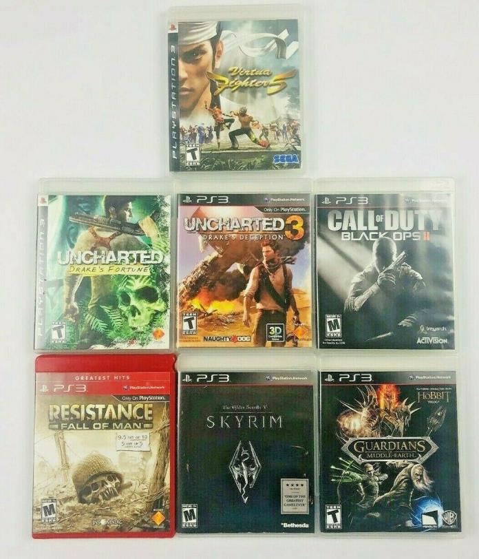 7x Playstation 3 Game Lot PS3 COD Uncharted Virtua Fighter Skyrim Sony