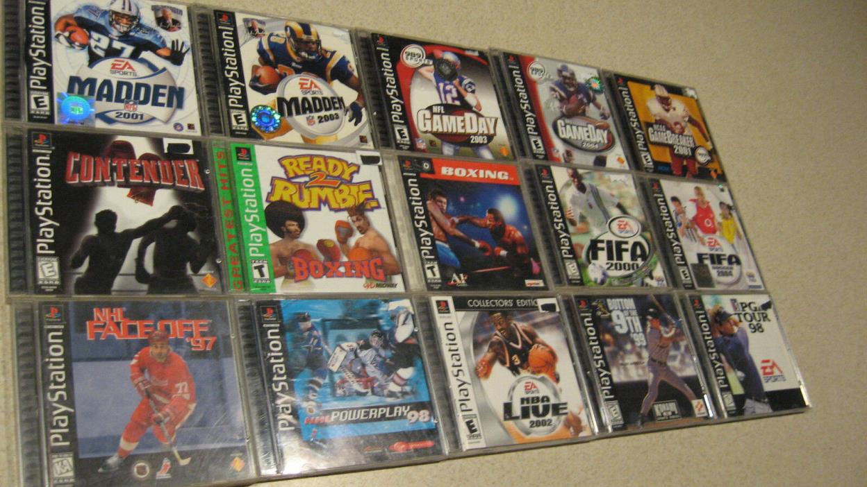 PLAYSTATION 1 SPORTS VIDEO GAMES LOT OF 15 VIDEO GAMES AND CASES