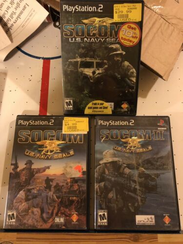 PS2 GAME LOT! SOCOM 1, 2, AND 3!  3 PLAYSTATION 2 GAMES! TESTED