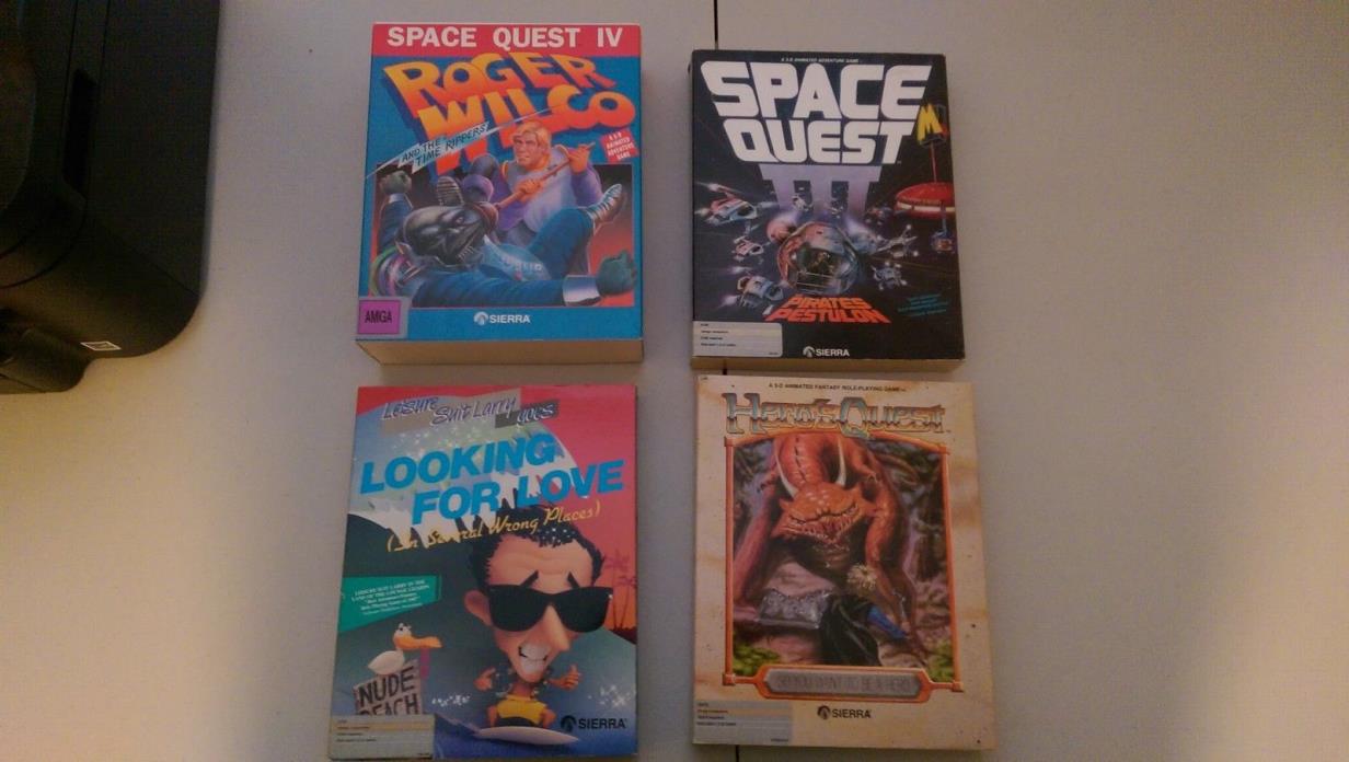 Amiga 500 1000 2000 Sierra Space Quest 3 and 4 Hero's Quest Leisure Suit Larry
