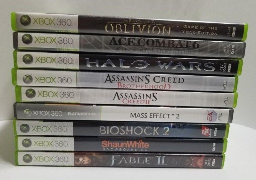 9 GAMES Lot of XBOX 360 Games selling in ONE SET (HALO, ASSASSINS, FABLE2 ETC)