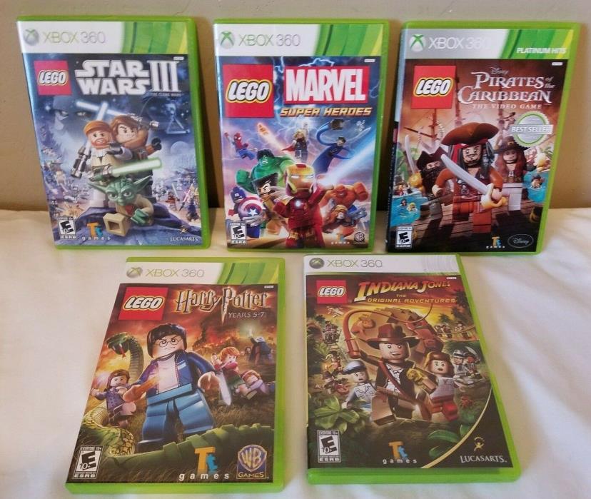 Lot Of 5 Xbox 360 LEGO Games Marvel Star Wars Harry Potter Pirates Indiana Jones