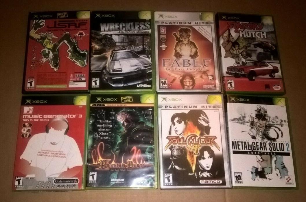 Original Xbox 8 Game Lot: Phantom Dust, Fable, JSRF, Soul Calibur II, Sega, ++