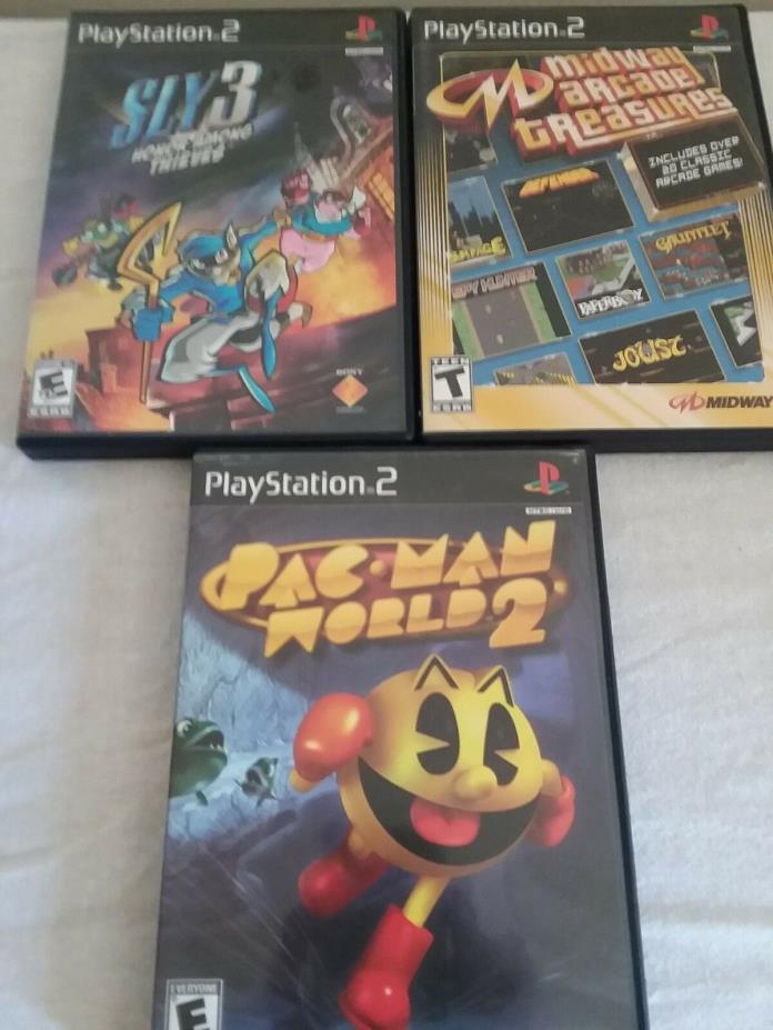 PlayStation 2 Games (Lot Of 3)  Pac-Man World 2, Sly 3,& Midway Arcade Treasures