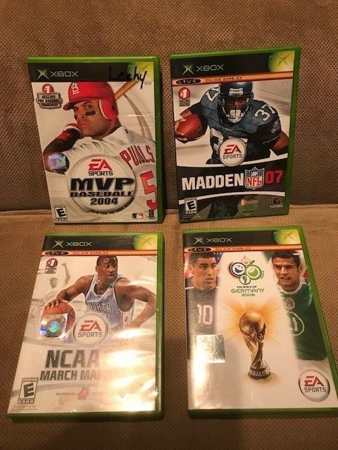 xbox game lot, Madden 07, MVP Baseball 2004, NCAA 06 March Madness, FIFA Germany