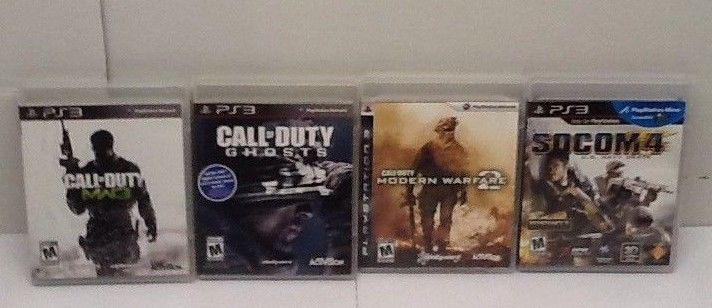 Lot of 4 PS3 Call of Duty : Ghosts, Modern Warfare 2,MW3, Socom 4 US Navy Seals
