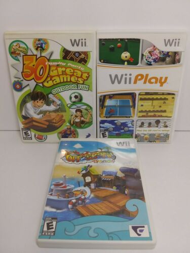 Lot of 3 Wii games FAMILY PARTY 30 GREAT GAMES off shore tycoon WII PLAY