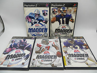 Playstation 2 - Madden 2001 2002 2003 2004 2005 - Lot of 5 Game Disks w/Manuals