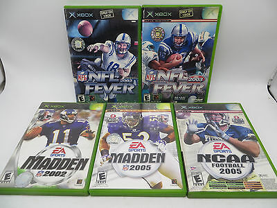 XBOX - Lot of 5 Game Disks, Madden 2002 & 2005, NCAA 2005, NFL Fever 2002 & 2003