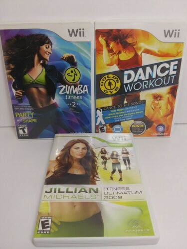 Lot of 3 Wii games ZUMBA FITNESS 2 dance workout JILLIAN FITNESS ULTIMATUM 2009
