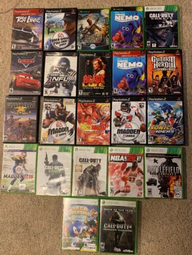 Lot Of 22 Microsoft Xbox, Xbox 360 And Sony Playstation 2 PS2 Discs And Cases