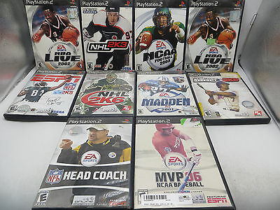 Playstation 2 - Lot of 10 Sports Video Games - NCAA, NHL, NBA, NFL, Baseball