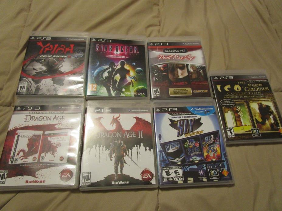 Playstation 3 PS3 7 Game Lot Dragon Age, Devil May Cry, Star Ocean, Colossus