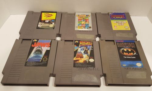 6 NES Game Cartridges - Jaws, Batman, V'Ball etc...