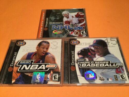 Lot of 3 Sega Dreamcast Games - NHL 2K NBA 2K2 World Series Baseball 2K2 MLB
