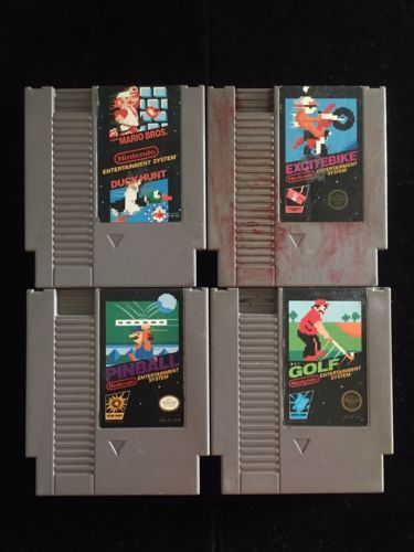 Nintendo NES Black Label Games Lot of 4(ExciteBike Golf Mario Bros Pinball)