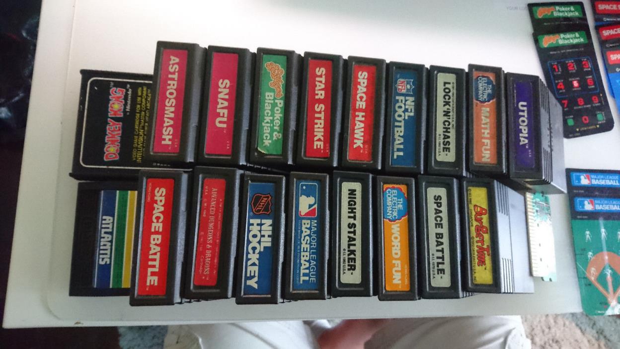 *Lot of 19* VINTAGE 1980's Intellivision cartridges WITH OVERLAYS