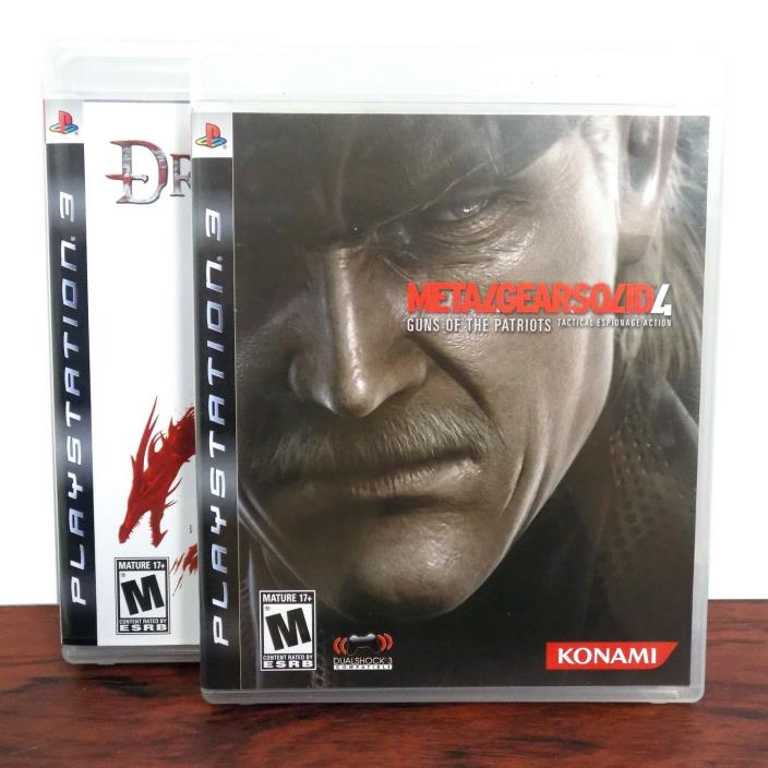 PS3 Games Lot Metal Gear Solid 4 & Dragon Age Origins PlayStation 3 Bundle