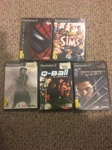 PS2 Game Lot Of 5 Games. Spider-Man Wolverine Sims Blade Q-Ball Good Condition!