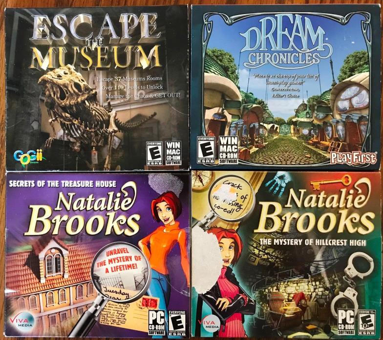 4 Games CD-ROM  Dream Chronicles  Natalie Brooks Treasure  Escape the Museum