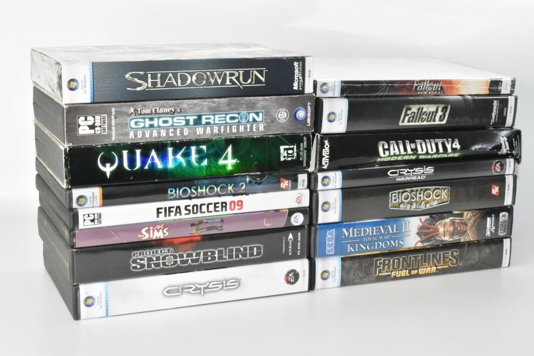 15 Computer PC Game Lot | Windows Call of Duty, Shadowrun, Fallout, Crysis,Quake
