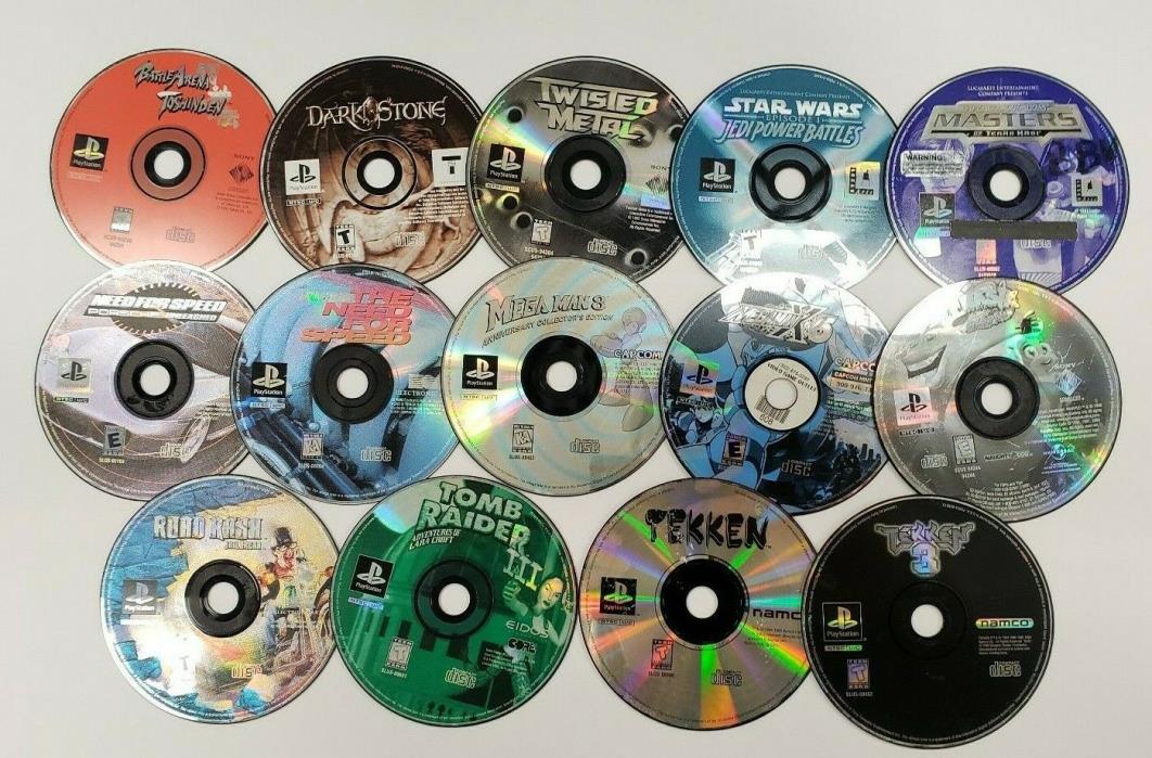 Playstation 1 PS1 GAME LOT-14 DISCS ONLY Cleaned & Tested FREE SHIPPING