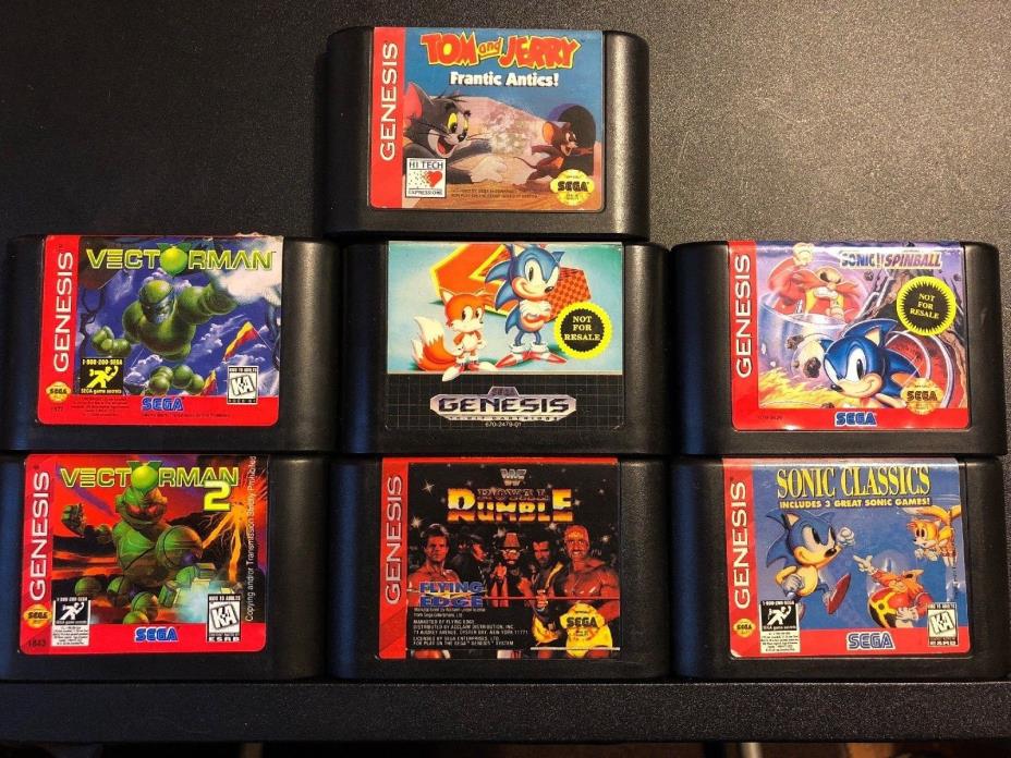 Lot of 7 Tested & Working Sega Genesis Games, Vintage, Classic, SONIC, VECTORMAN