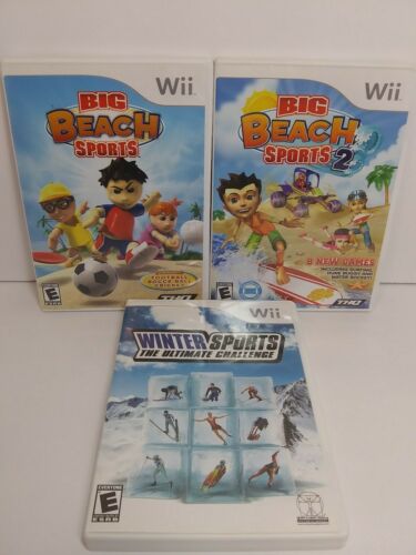 Lot of 3 Wii games BIG BEACH SPORTS 1 & 2 winter sports the ultimate challenge