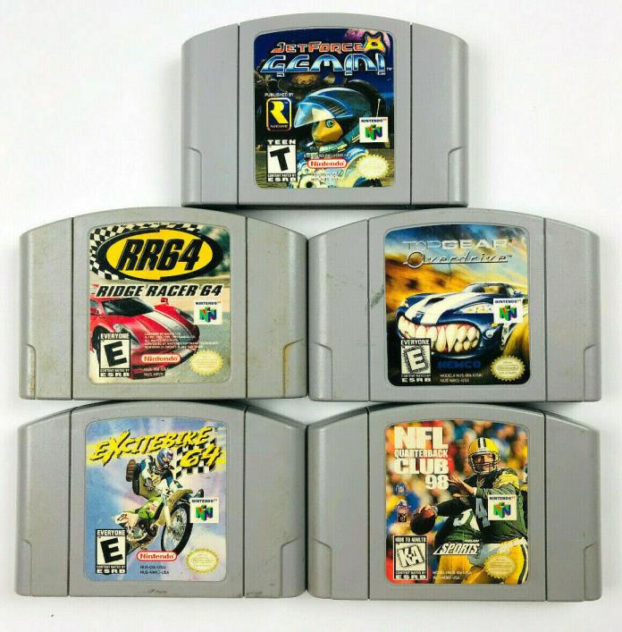 Lot of 5 Nintendo 64 N64 Games Excitebike, JetForce Gemini, RR64, Top Gear