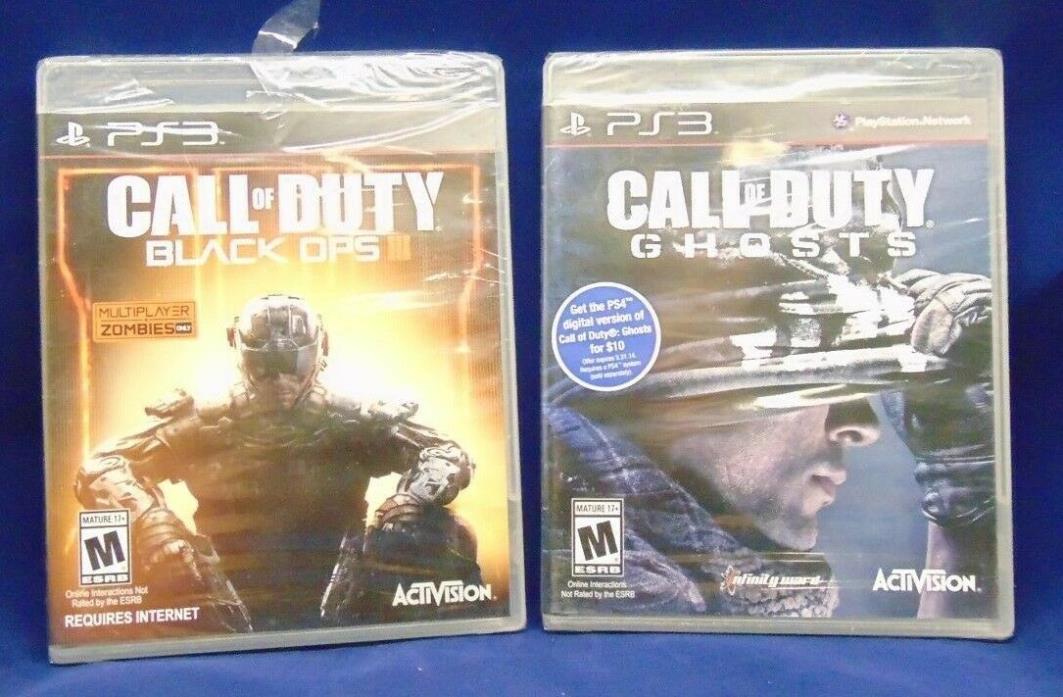 New PS3 Game Lot Call of Duty Ghosts and Black Ops III Factory Sealed