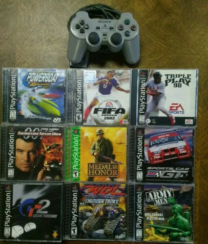 Playstation 1 (PS1) Games Lot  9 games with analog controller