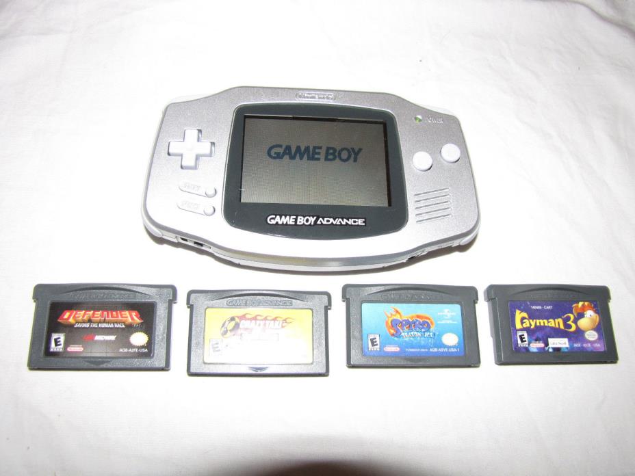 Nintendo Game Boy Advance Hand Held System w/Spyro, Rayman 3, Defender & Crazy