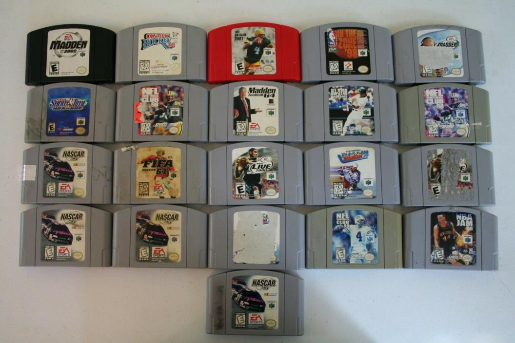 Nintendo 64 N64 Video Game Lot Of 21 Games Madden Hockey NASCAR NBA Jam Fifa