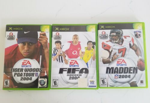 XBOX 2004 sports combination 3 games Woods PGA tour, Madden NFL, FIFA Soccer
