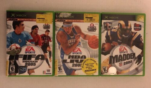 Lot of 3 Vintage Original Xbox Sports Games / FIFA 2005 / Madden 2005 / NBA Live