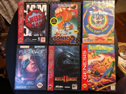 Sega Genesis - Lot Of 6 MOST COMPLETE Games Sonic 2 NBA JAM Mortal Kombat II