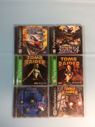 PlayStation 1 Game Lot - Twisted Metal 3 & 4 Tomb Raider 1 2 3 & Chronicles