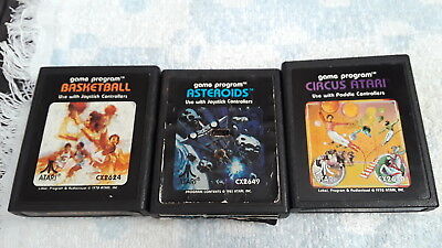 Three Game Lot- Asteroids, Circus Atari, Basketball (Atari 2600) (020105)