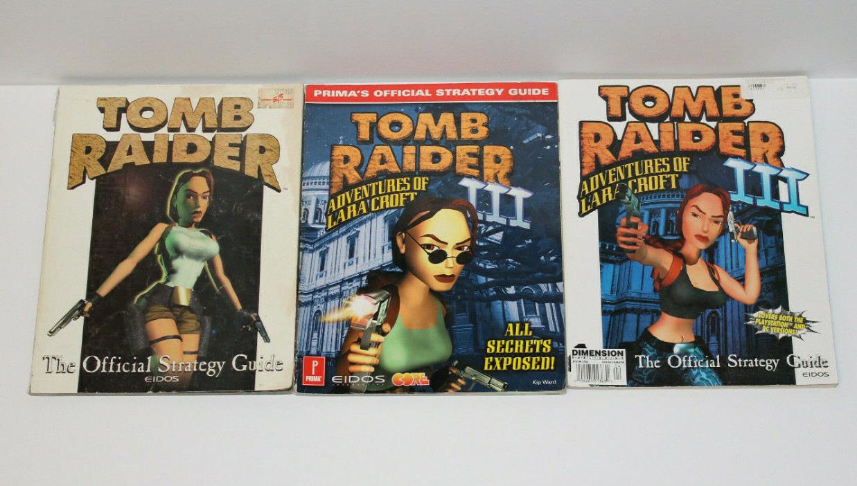 Lot of 3 Vintage Tomb Raider Strategy Guides