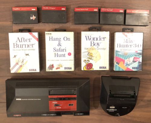 RARE Sega Master System Console & Sega Genesis Power Base Converter With 9 Games