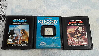 Three Game Lot- Defender, Ice Hockey, Space War (Atari 2600) (020102)