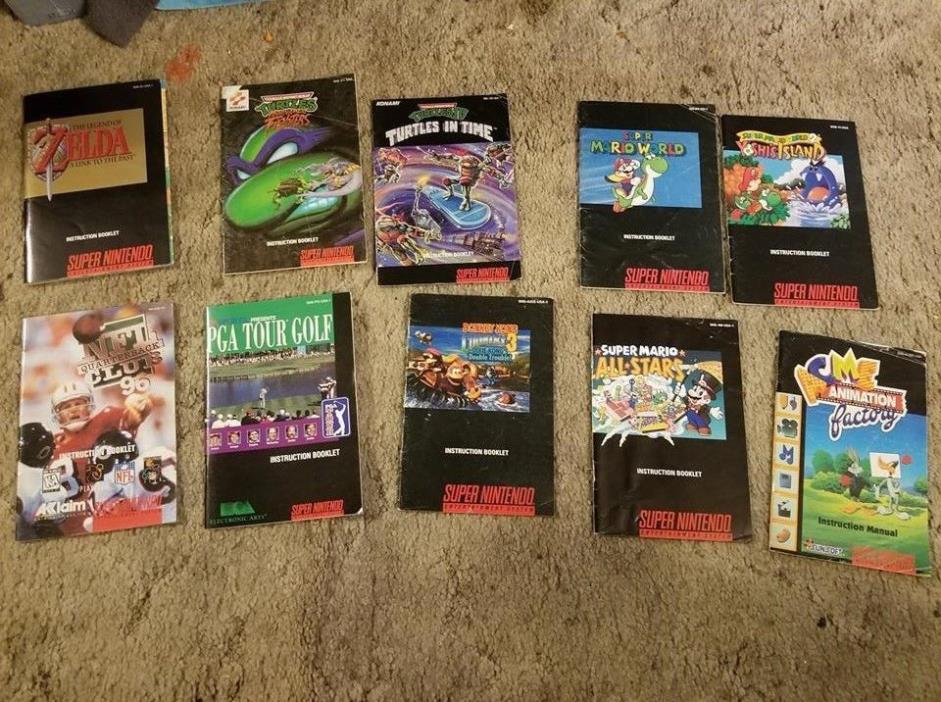 10 X SNES Manual Zelda, Turtles IV & Fighters, Yoshi's Island, Super Mario World