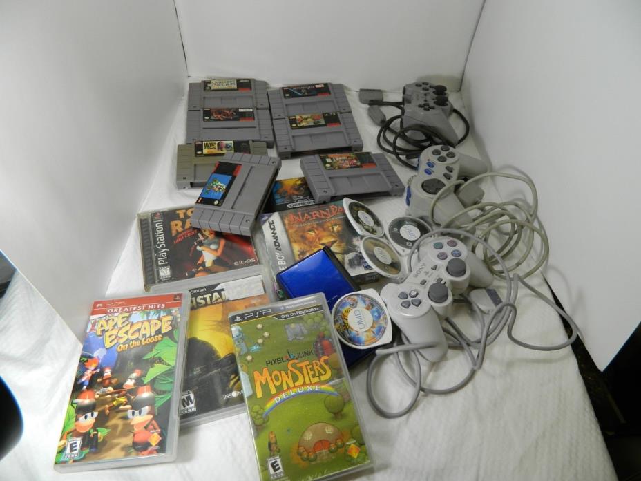 Nintendo play station psp junk drawer lot games controllers movies misc