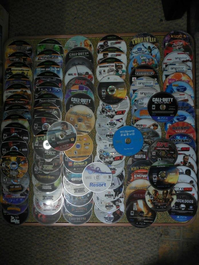 LOT OF 100 LOOSE DISCS PS2 PS3 PS4 XBOX XBOX 360 Wii GTA COD WATCH DOGS