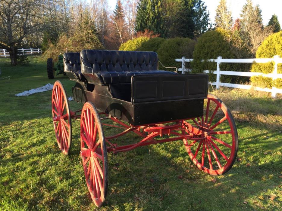 Antique Black Leather Horse Drawn Buggy