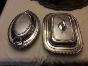 2 Vintage Silver Plated Covered Serving Dish Set